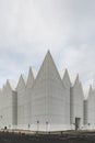 New and abstract white geometric shaped Szczecin Philharmonic Concert Hall in Poland.